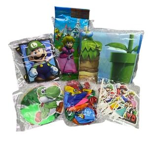 Super Mario‎ Birthday Party Supplies Decorations Backdrop Cake Toppers Balloons
